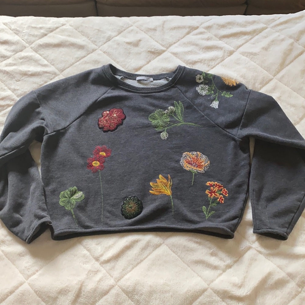 Zara collection embroidered crop sweater